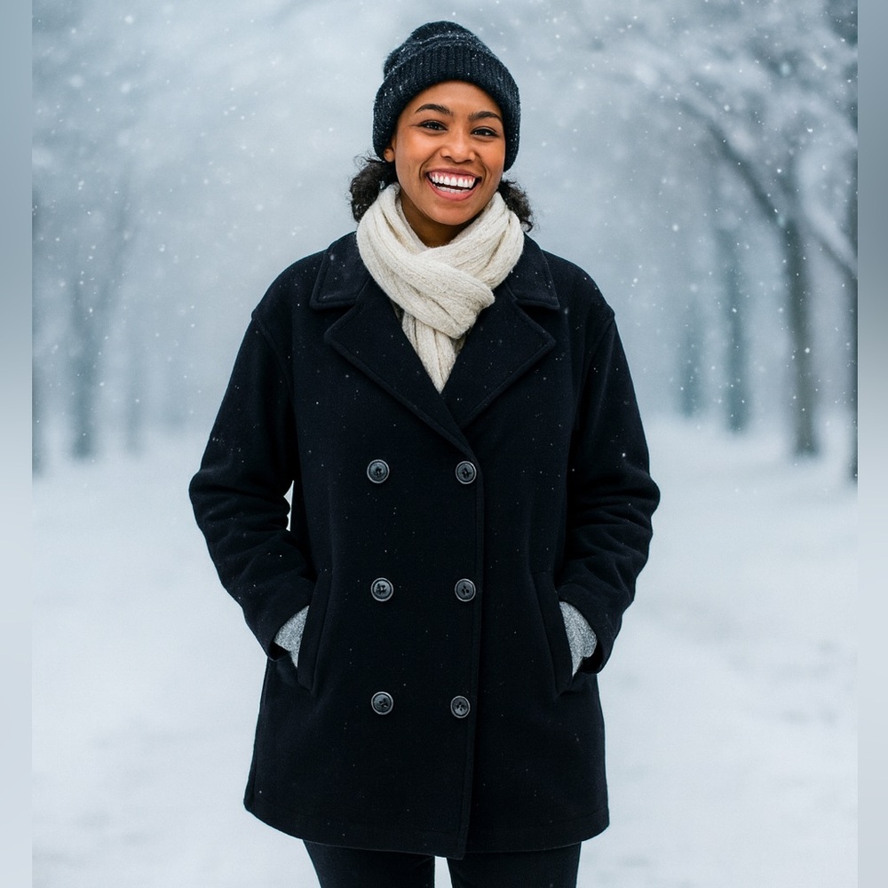 J.Crew Womens XL Black Wool Blend Peacoat – PROFESSIONALLY DRY CLEANED 9/18/2025 - Picture 1 of 17